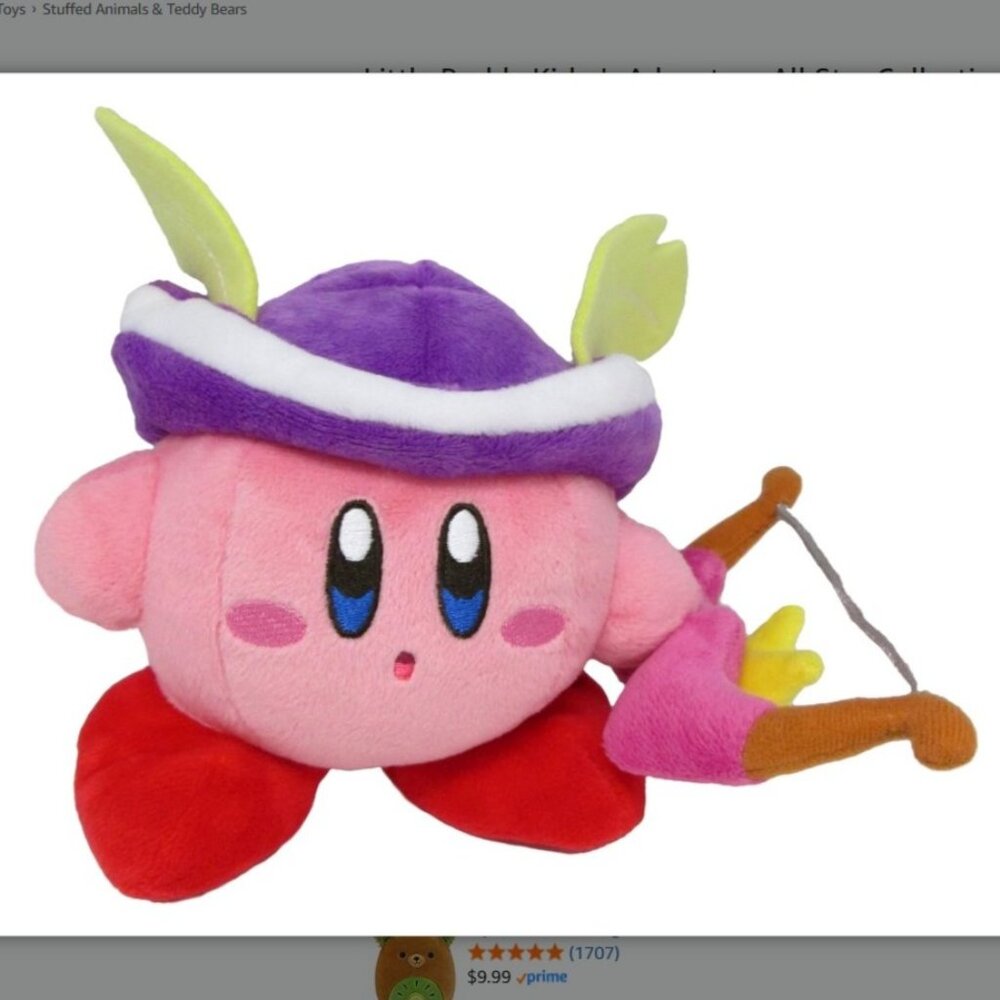 Kirby Adventure All Star "Archer/Sniper" Plush Multi-Colored Stuffie, 5" Tall
